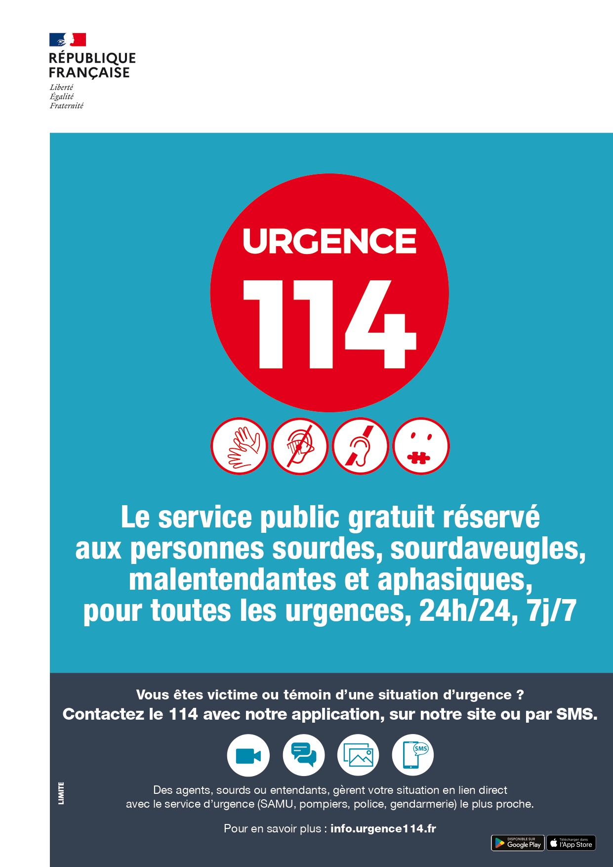 Urgence 114 pour les personnes sourdes, sourdaveugles, malentendantes et aphasiques