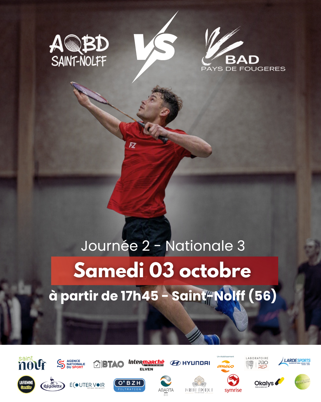 Prochain match de l’AOBD56 : rendez-vous le samedi 3 octobre à Saint-Nolff